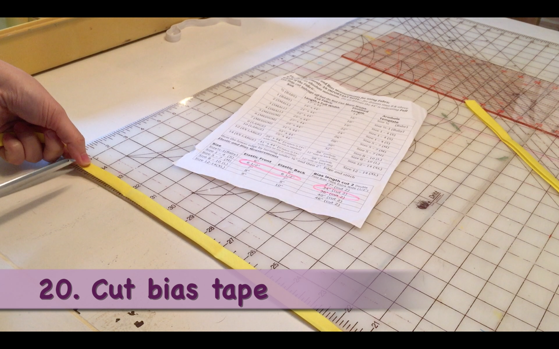 How to Make a Pillowcase Dress: Step 20, measure & cut bias tape.  MotherDaughterProjects.com