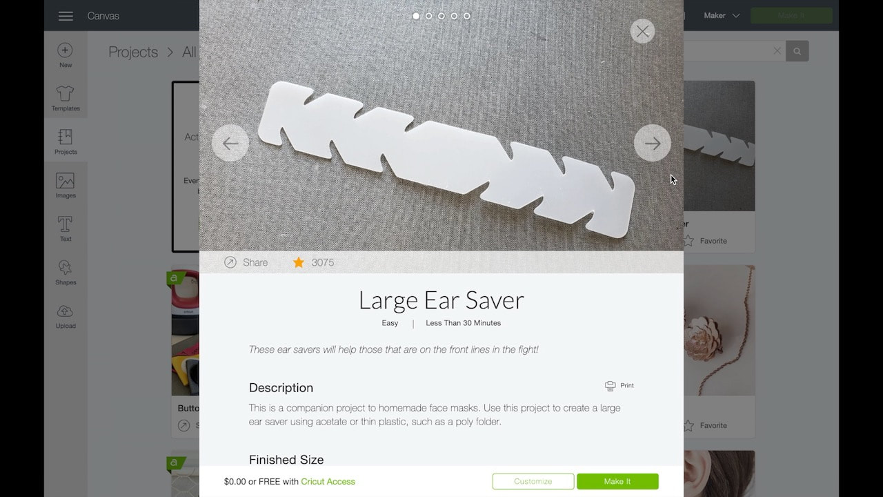 You can choose from three different ear savers. We chose the large. 