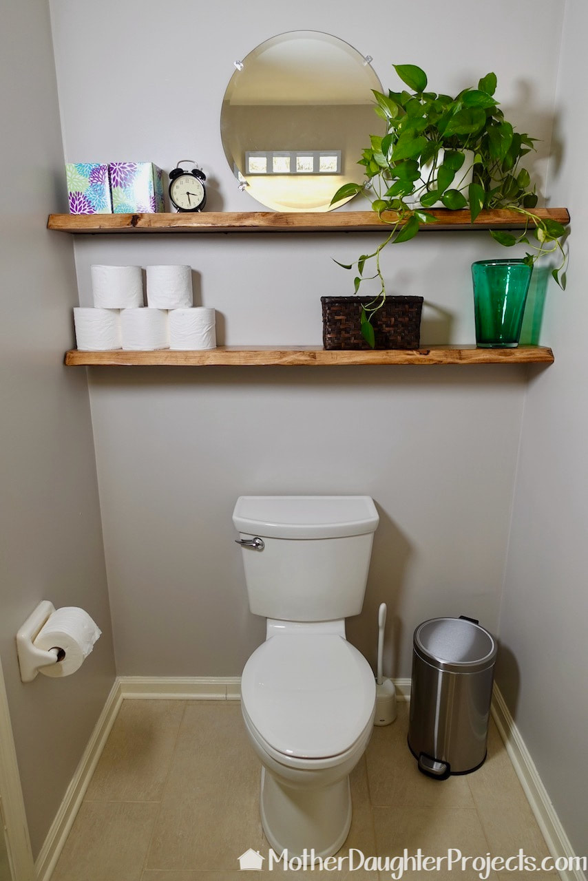 The toilet area of the finished budge small bathroom makeover. 