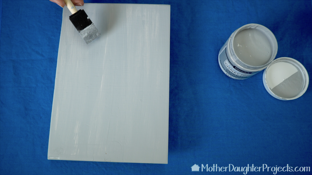 Paint the wood piece with the chalky finish paint. 