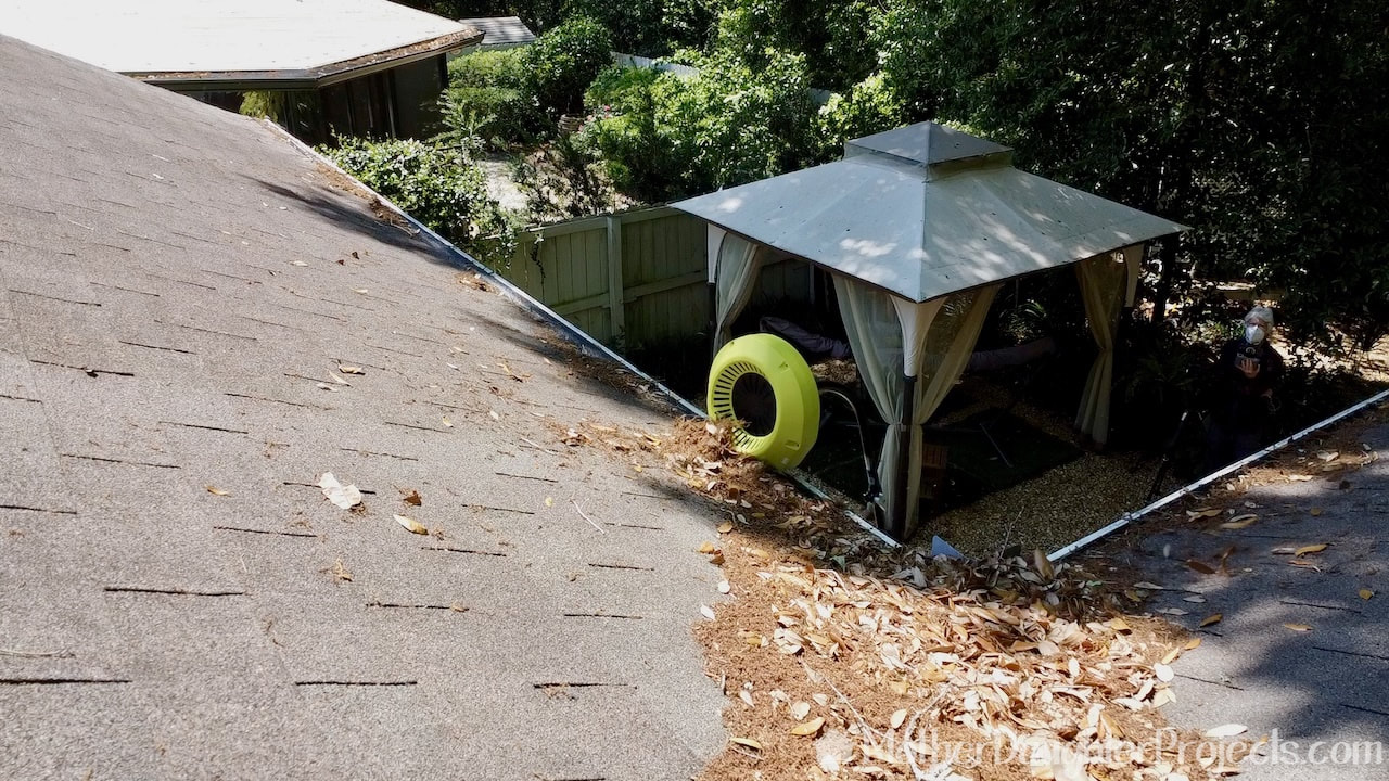 How to clean the gutters without getting on the roof.