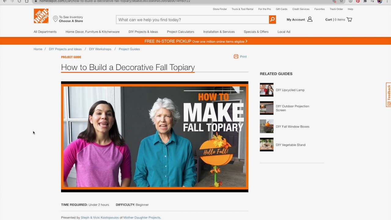 Check out the fall Home Depot on-trend workshop.