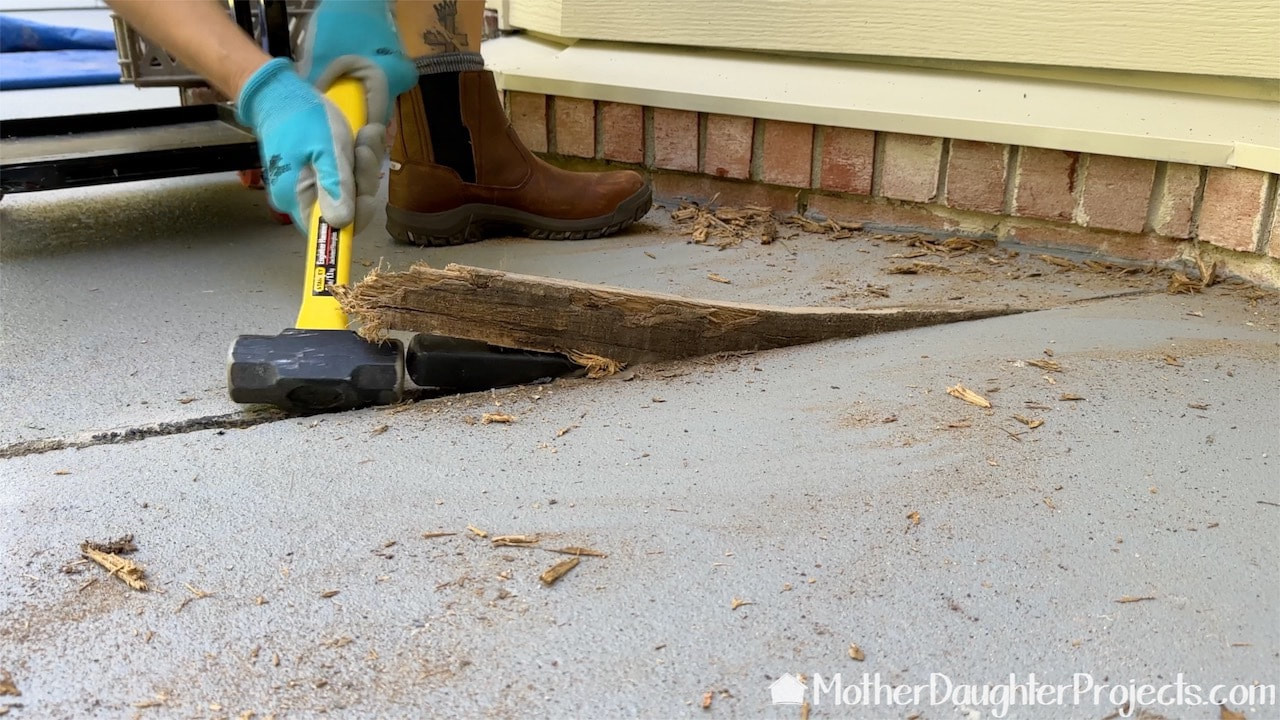 How to Remove Expansion Joints in a Concrete Patio - Mother Daughter  Projects