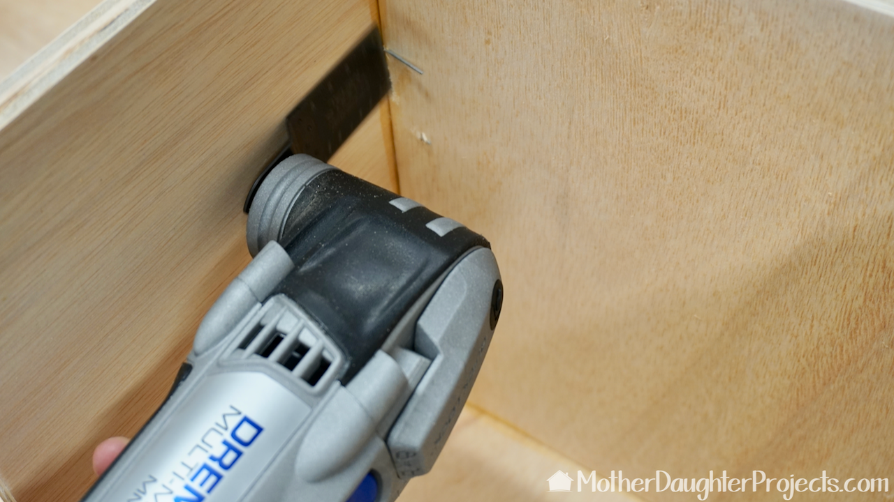 Oops! Misfires do happen! The Dremel Multi-Max easily cut off the offending brad nails!