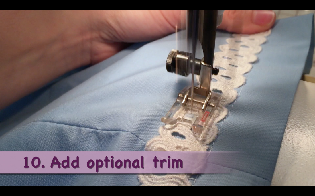 How to Make a Pillowcase Dress: Step 10, add optional trim. MotherDaughterProjects.com