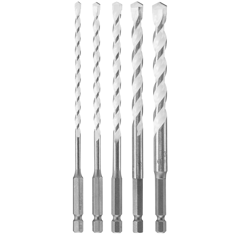 Bosch Multi-Purpose Carbide Drill Bits for Drilling Tile, Masonry, Wood, Metal and Concrete (5-Piece)