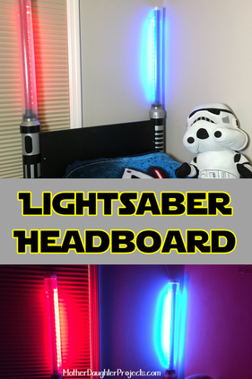 StarWars Lightsaber Headboard. MotherDaughterProjects.com