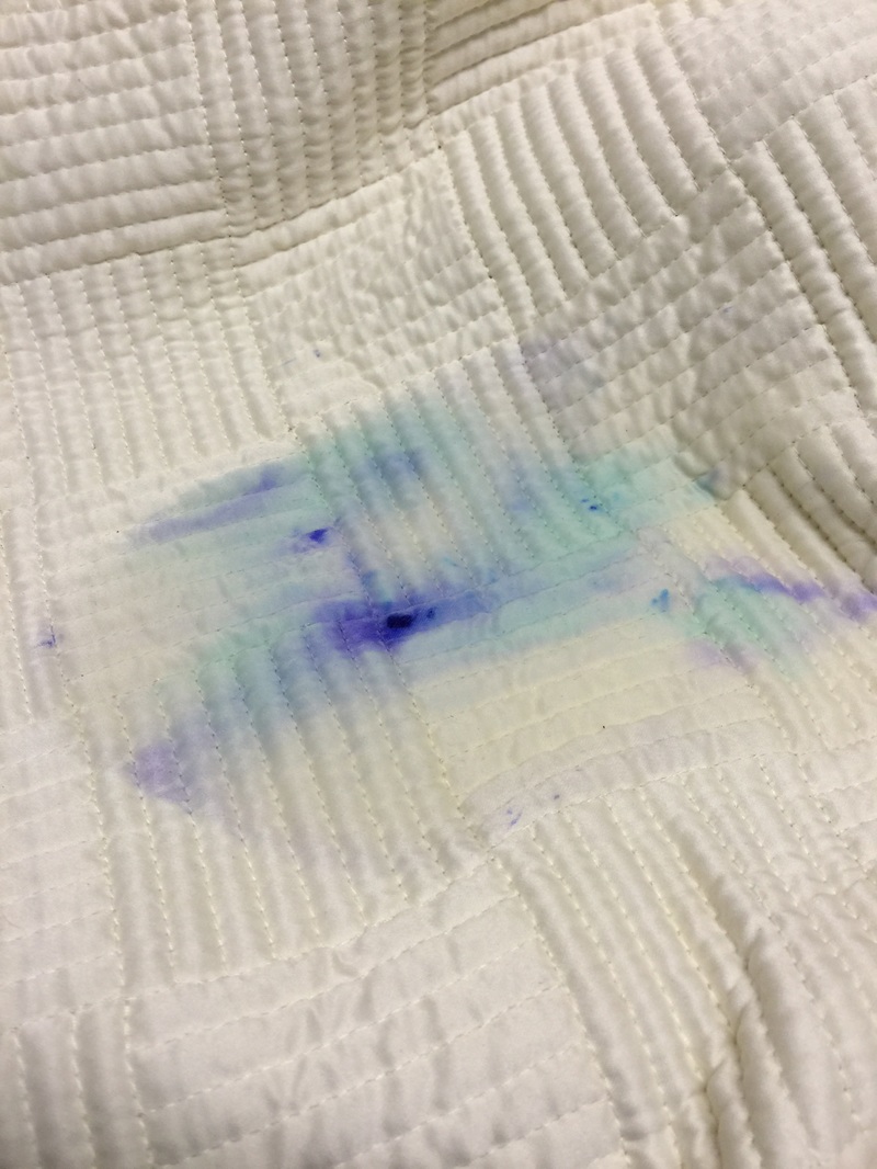 Using rubbing alcohol & Dawn Dishwashing liquid to remove ink stains. MotherDaughterProjects.com