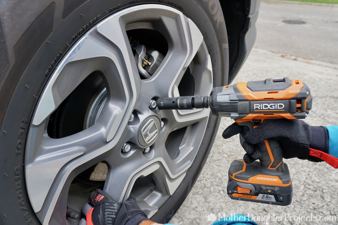 The new Ridgid Impact Wrench makes quick work of changing tires. 