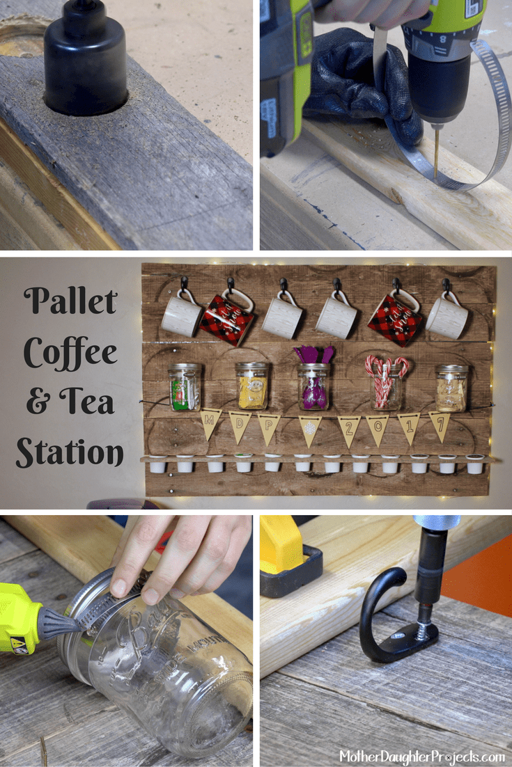 Make a Coffee and Tea Drink Station out of Pallets. MotherDaughterProjects.com