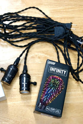 The three socket cord set and Feit fireworks bulb. 