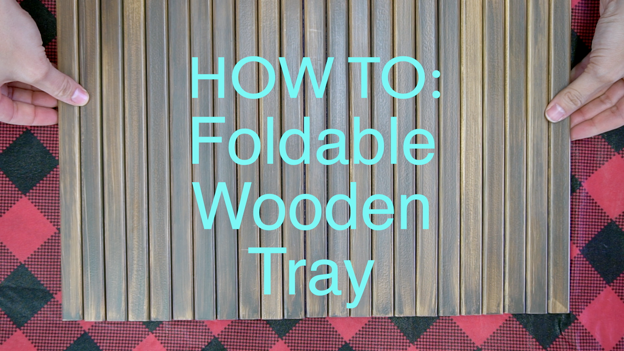 Video tutorial on how to make this easy foldable wood tray. Great to make a solid surface for a coffee table or sofa!