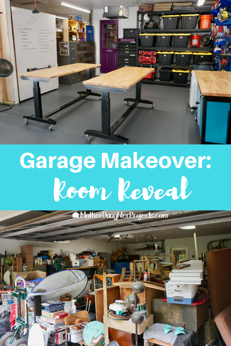 Video tutorial! Check out this full garage makeover tour. This room reveal shows all the ways to organize and work in your garage! #garagemakeover #roomreveal #diy #homedepot 