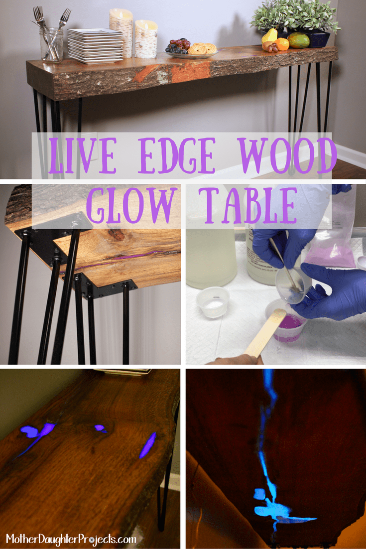 Live Edge Wood GLOW Table. MotherDaughterProjects.com