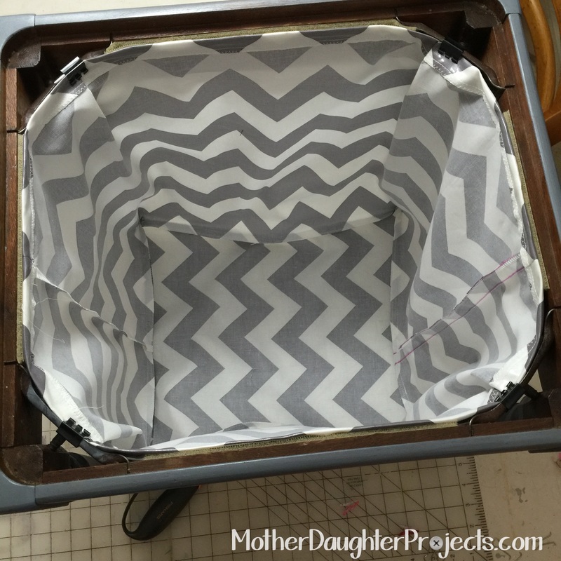 Trash Sewing Bench to Clothes Hamper. MotherDaughterProjects.com