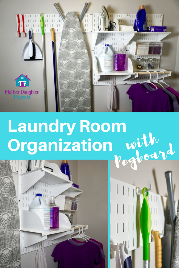 Video tutorial! Learn how to customize your laundry room organization with metal pegboard.