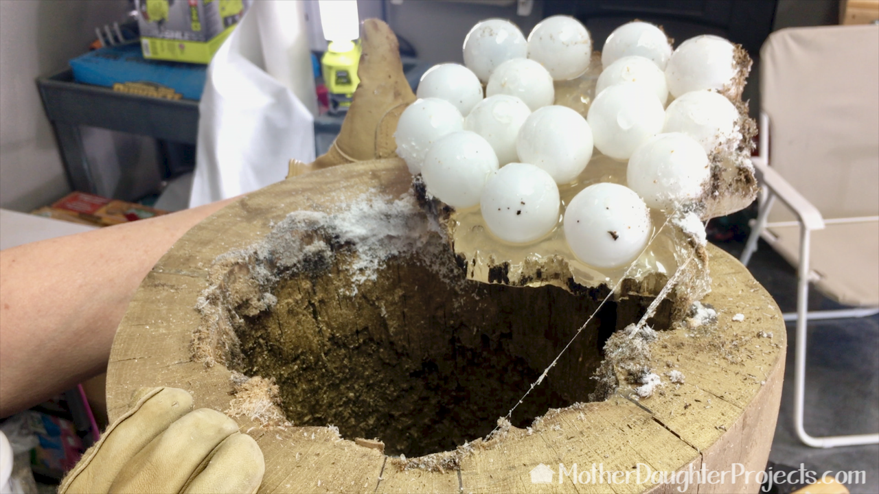 Learn how to make a lamp out of a found stump. All using epoxy, pool noodle, and LED light.
