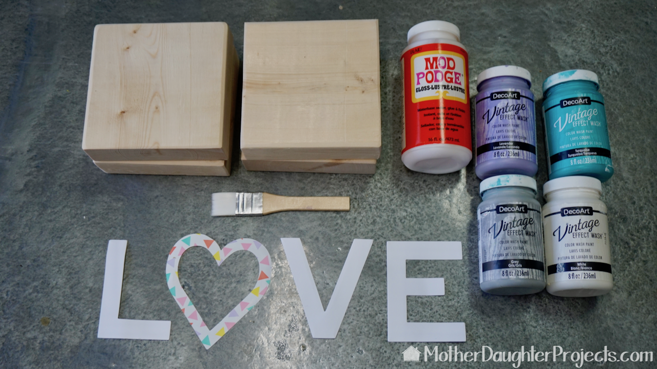 Watch how to make simple wood blocks for Valentine's day or year round home decor!