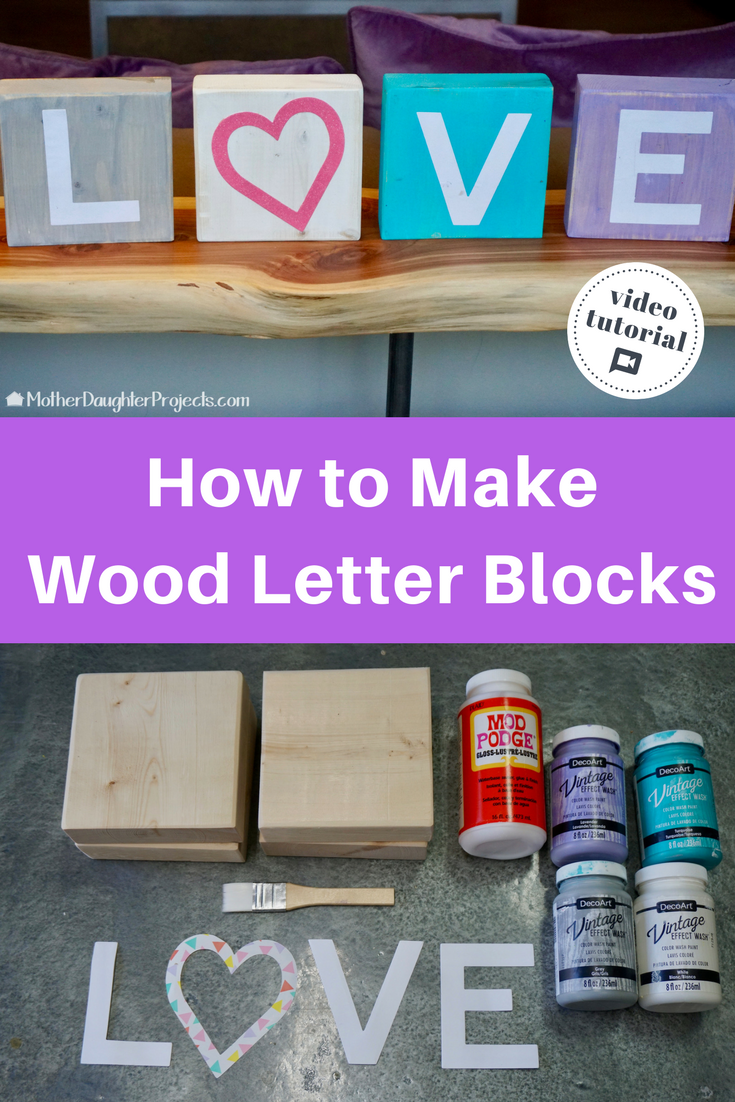 Watch how to make simple wood blocks for Valentine's day or year round home decor!