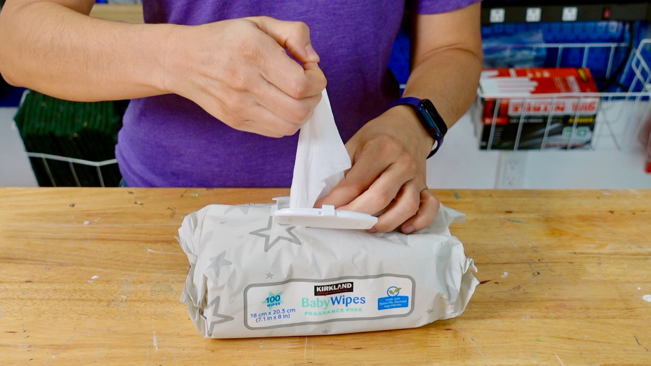 Baby wipes from Costco clean up all the things not just baby bottoms!