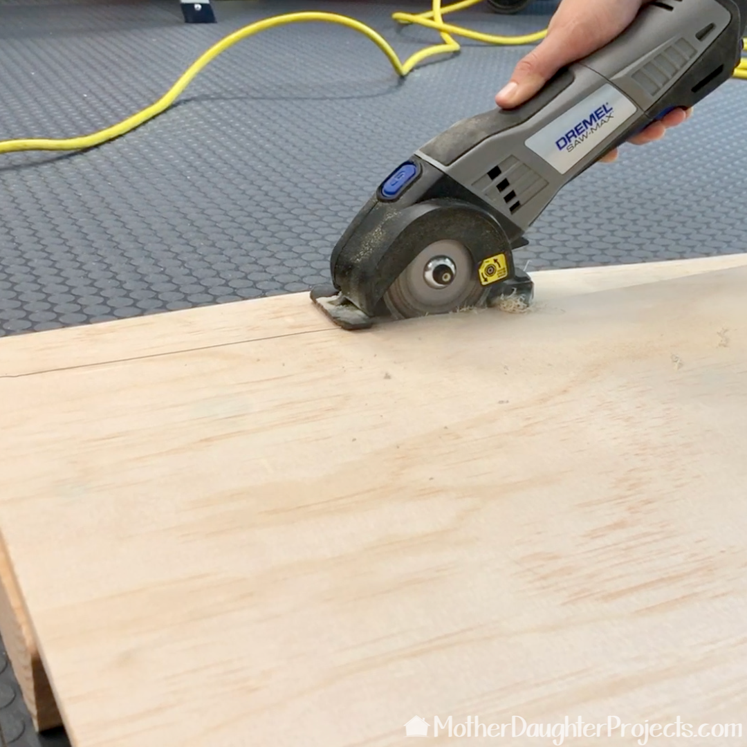 The Dremel Multi-Max came in handy cutting this very thin wood. 