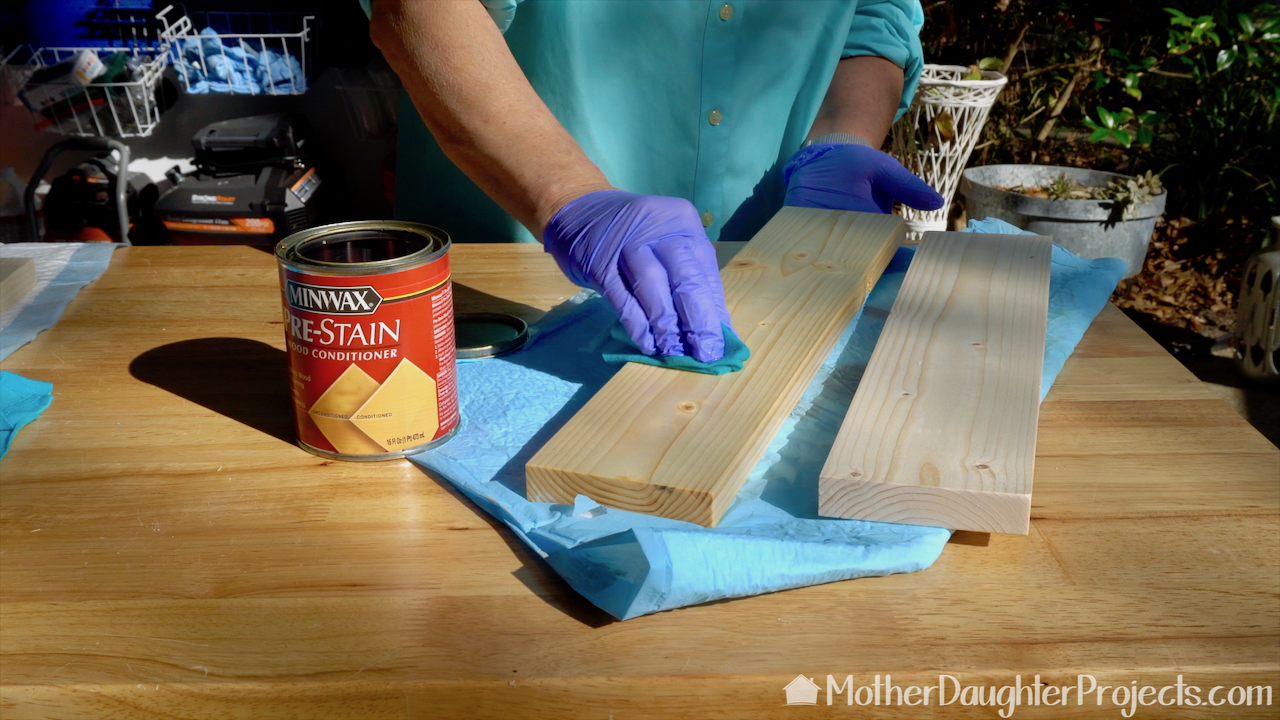 Using Minwax pre-stain conditioner. 