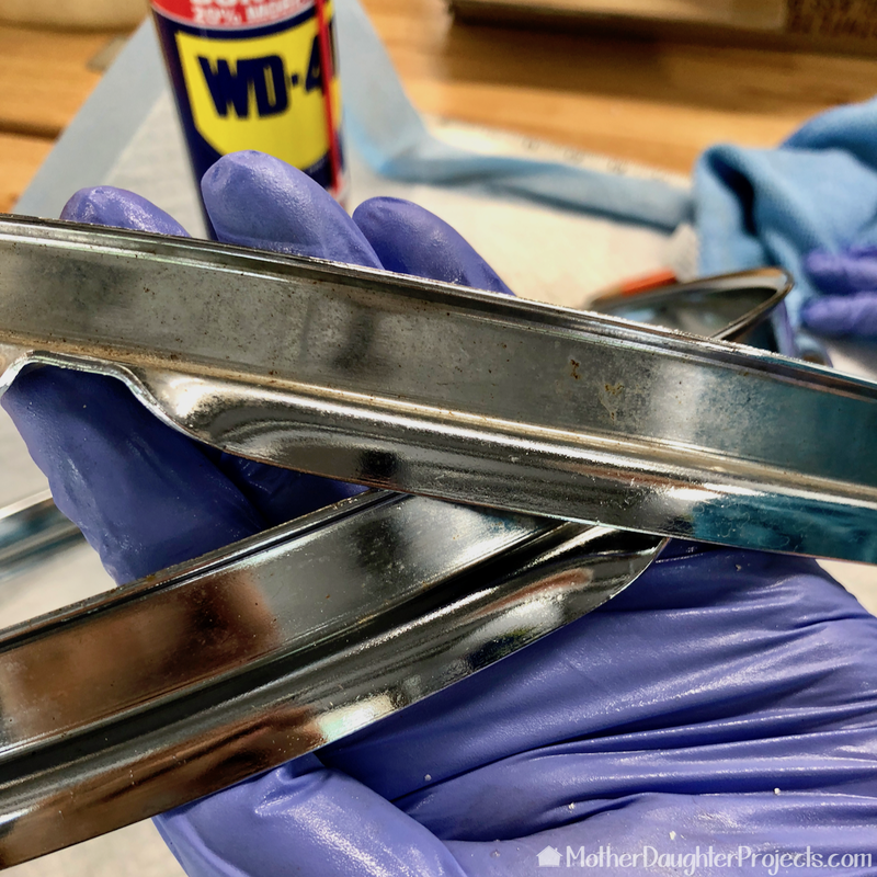 Cleaning the chrome with wadded up aluminum foil and WD-40.