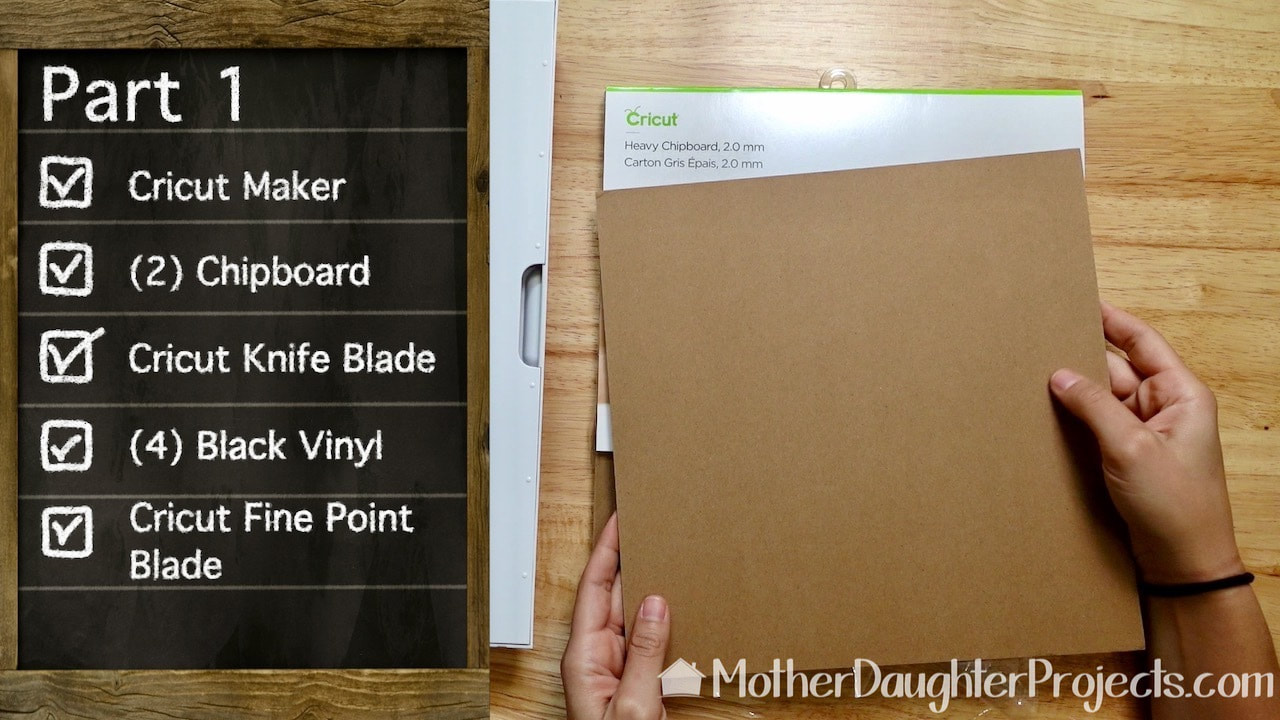 The Cricut Maker will cut all sorts of things including this heavy chipboard. 