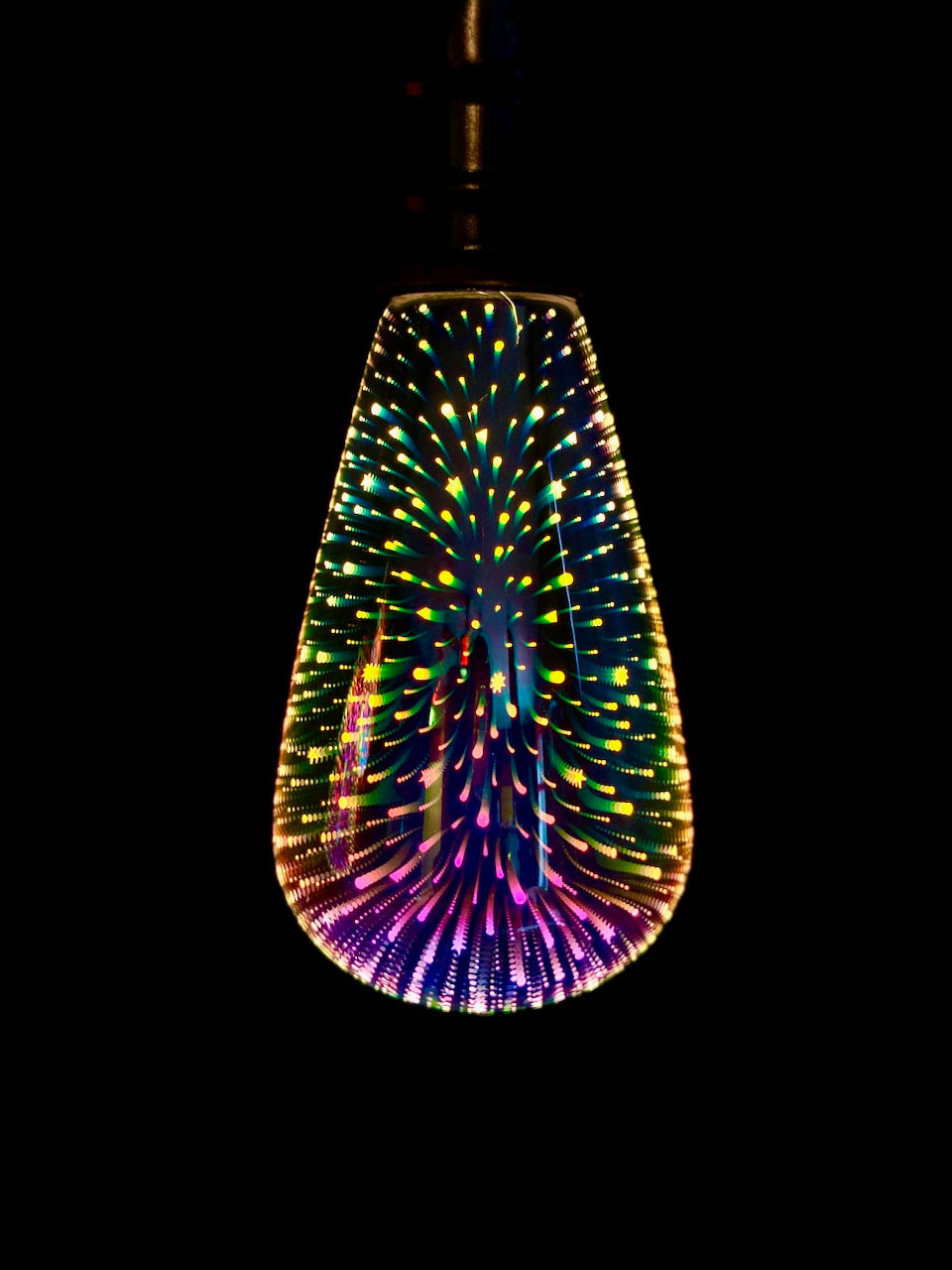 Close up of the Feit Electric LED Infinity 3D Fireworks Effect light bulbs.