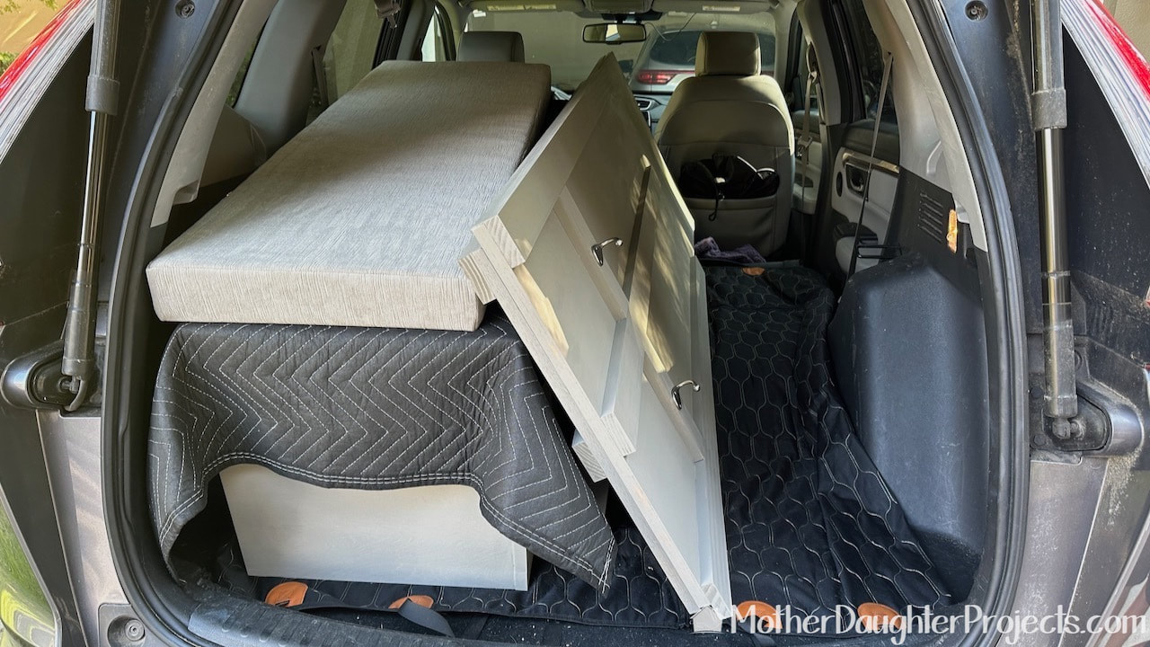 The hall tree fits easily in a Honda CRV with the back seats down.