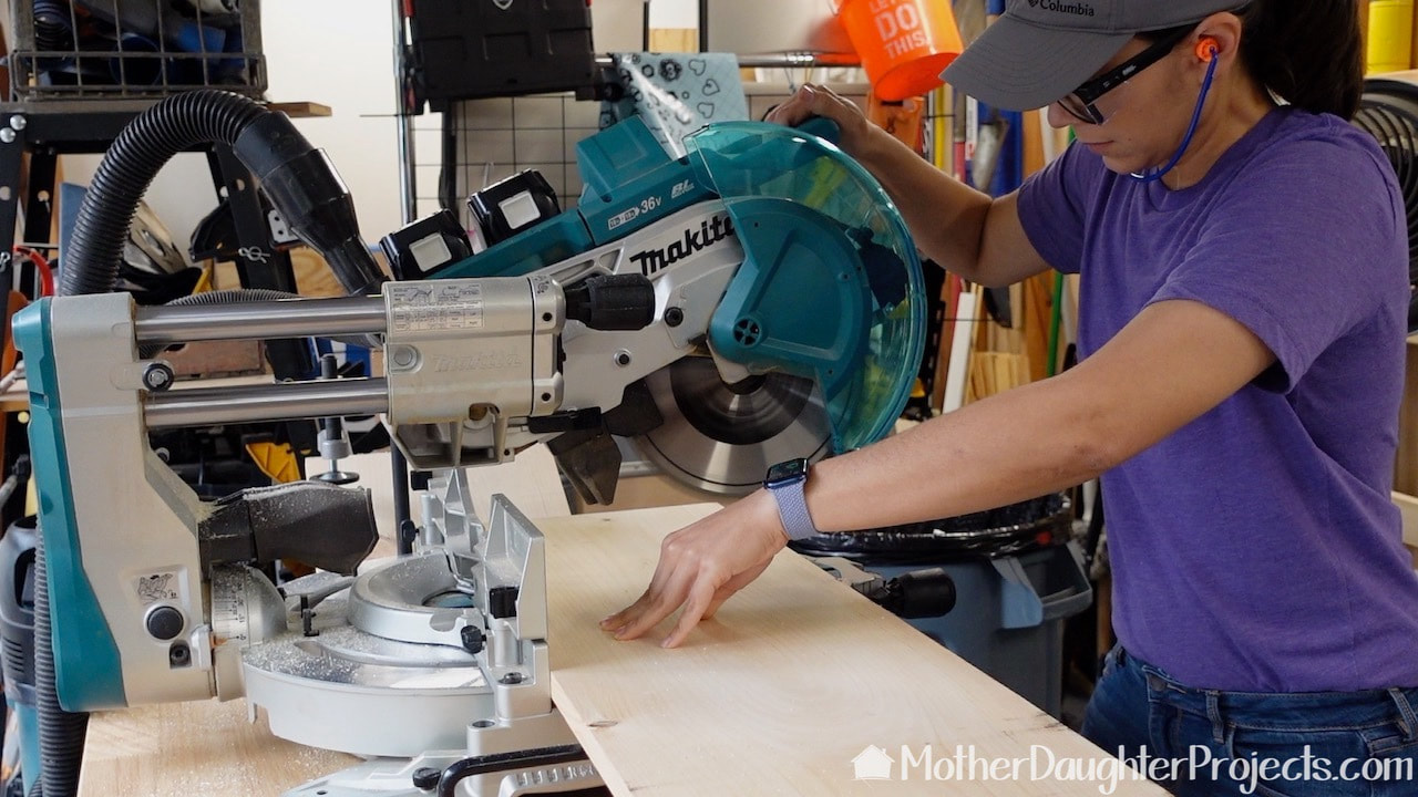 We made the cuts on our Makita sliding miter saw.