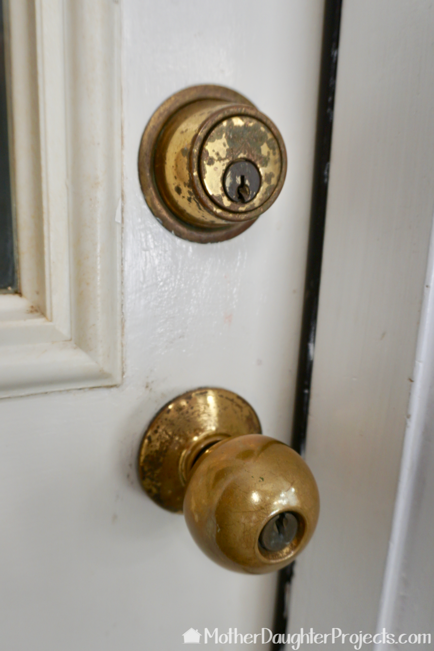 Goodbye old brass door hardware. 