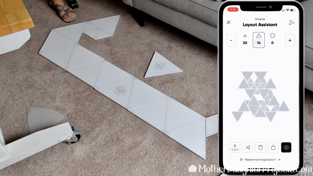 Use the Nanoleaf Shapes layout assistant to help design your lighting display.