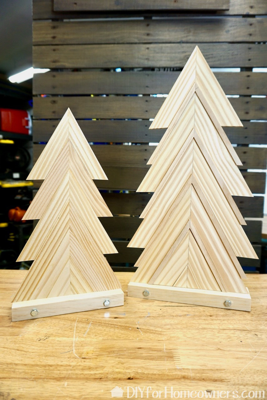 Pottery Barn inspired rustic Christmas trees with paint sticks. 