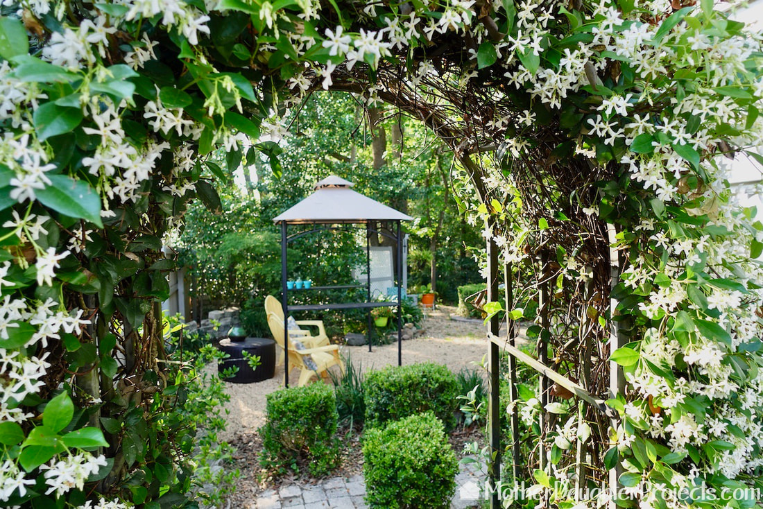 Viewed through the trellis, it looks like a peaceful secret garden!