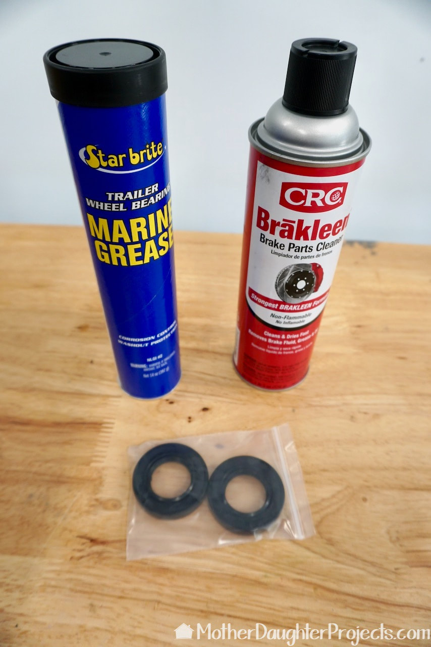 We used Starbrite Marine grease and CRC Brawler brake parts cleaner. 