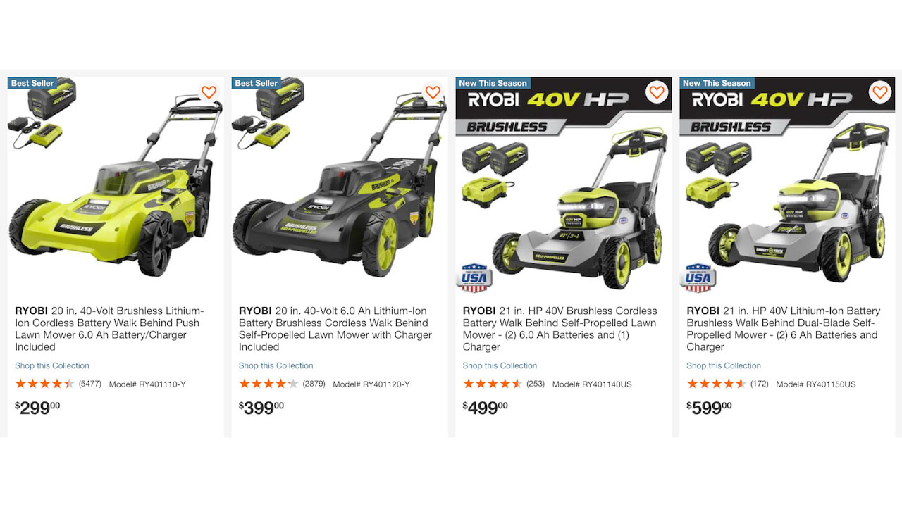 Check out the full range of Ryobi battery powered mowers at The Home Depot.