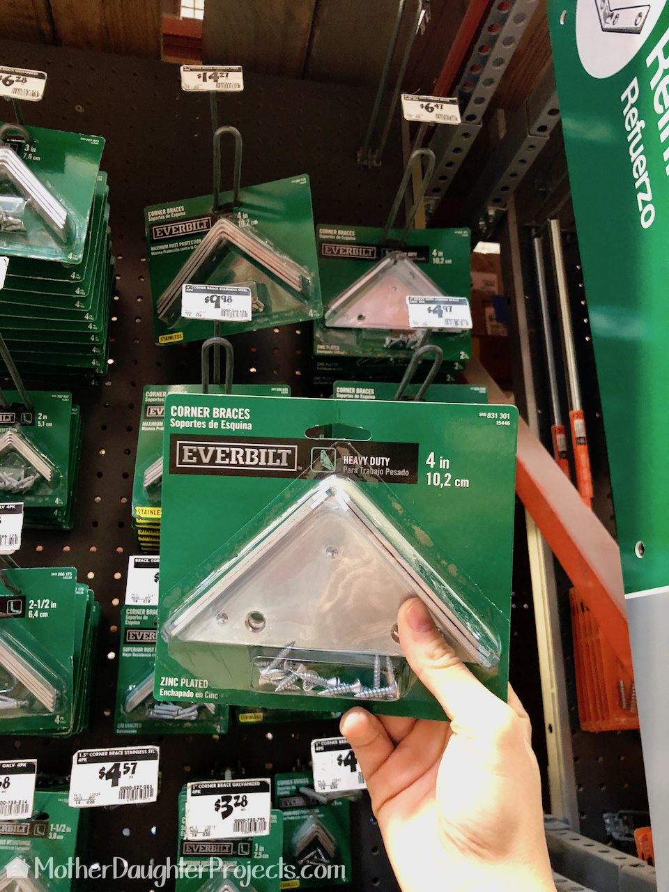 These Everbilt brackets hold the unit securely to the wall. 