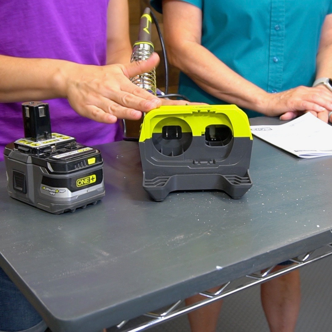 The Ryobi soldering station is hybrid. Power it with a battery or cord.