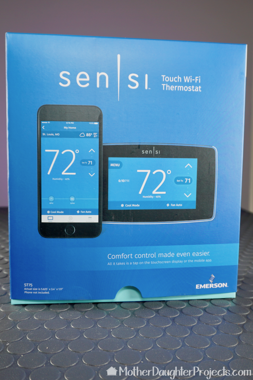 Sensi wi-fi thermostat in the packaging. 