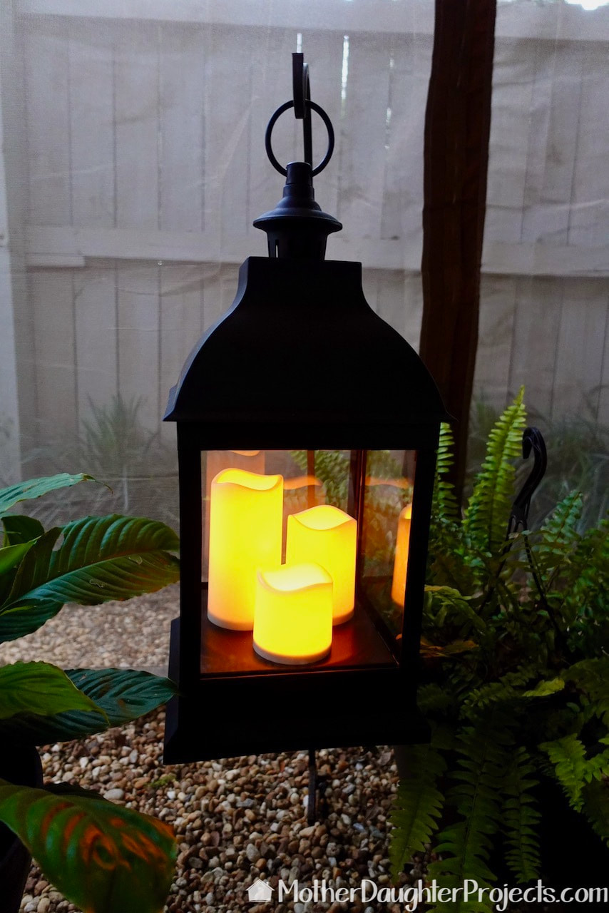 The LED battery powered lanterns uses c batteries. 