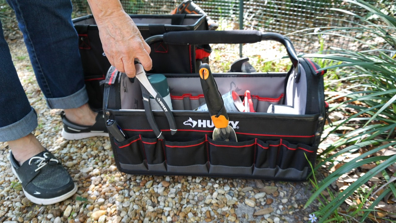 Using the Husky open tote for all the tools and supplies. 