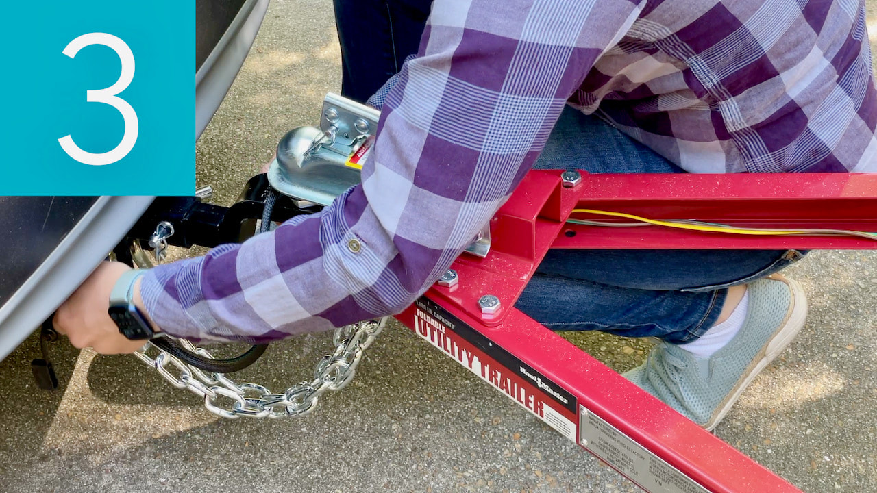 Step three, make sure all the connections to the tow vehicle and trailer are secure.
