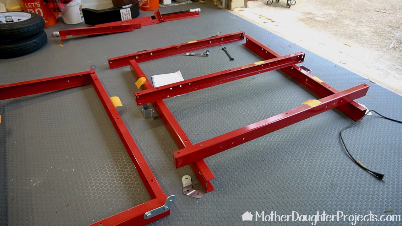 Laying out the parts to assemble the back half of the trailer. 