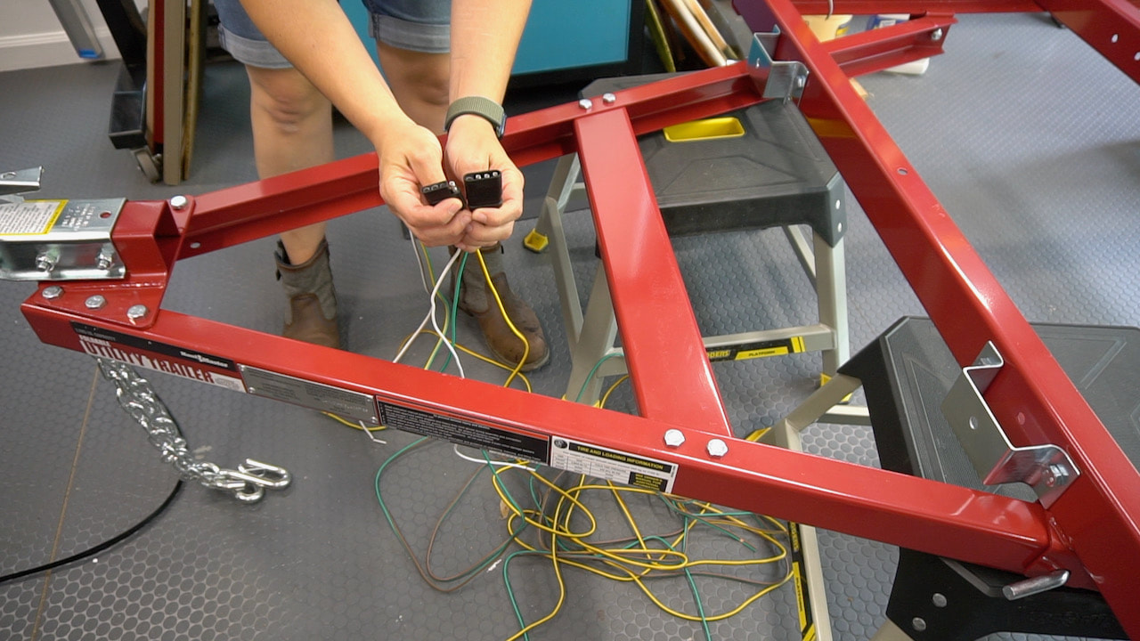 Starting the wiring on the Harbor Freight Haul-Master utility trailer.
