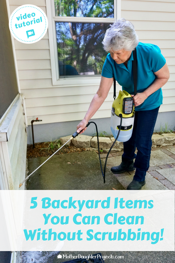 Video tutorial! See how cleaning your house with Wet & Forget can keep moss mold mildew and algae away for months! #clean #patio #backyard #diy #wetandforget