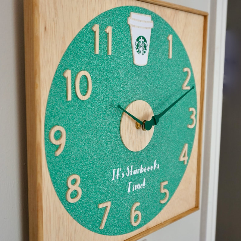 We made a Starbuck's themed clock with the Cricut Maker using balsa wood. 