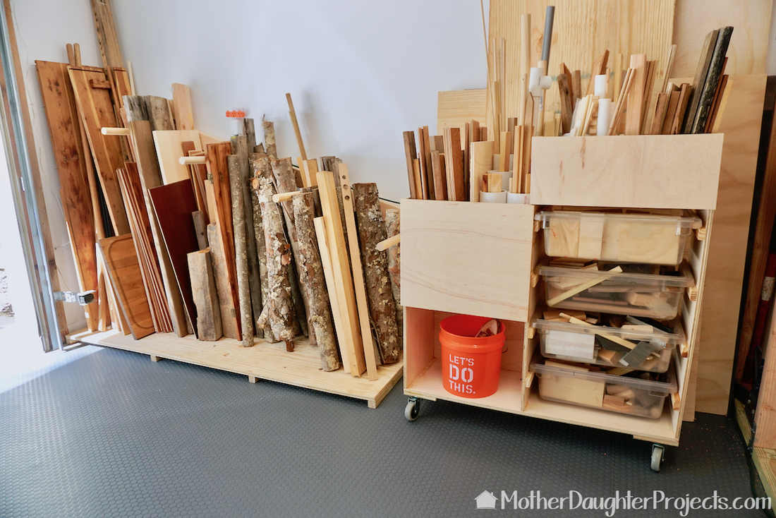 Video tutorial! See how to make simple scrap wood storage for your garage. #diy #wood #organize #storage