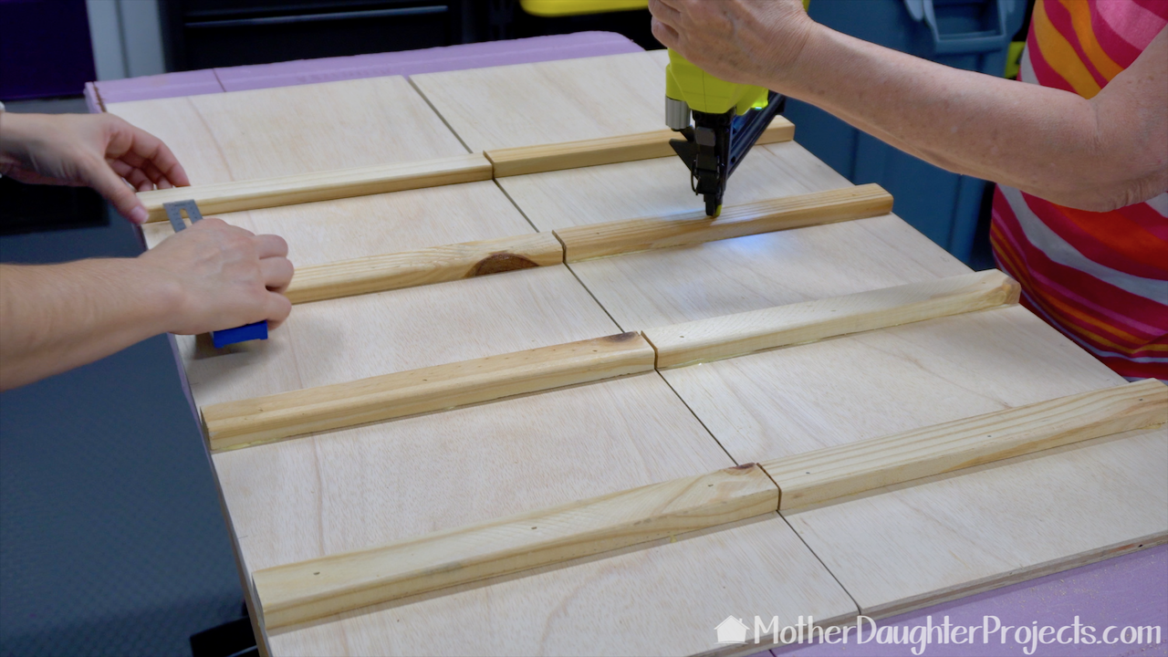 Making the drawers in the wood storage unit. Using the Ryobi brad nailer. 