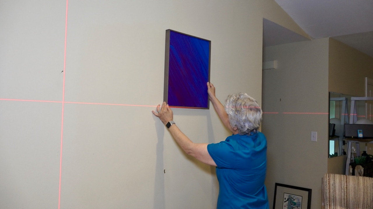 The laser line projects on every wall.